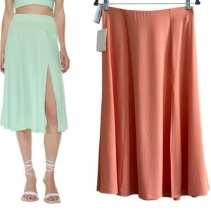 NWT Aritzia Wilfred Sz M ‘Beach’ Midi Skirt In SUNFADED CORAL